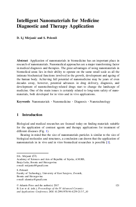 (PDF) Intelligent Nanomaterials for Medicine Diagnostic and Therapy ...
