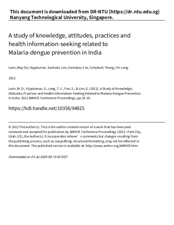 (PDF) A study of knowledge, attitudes, practices and health information ...
