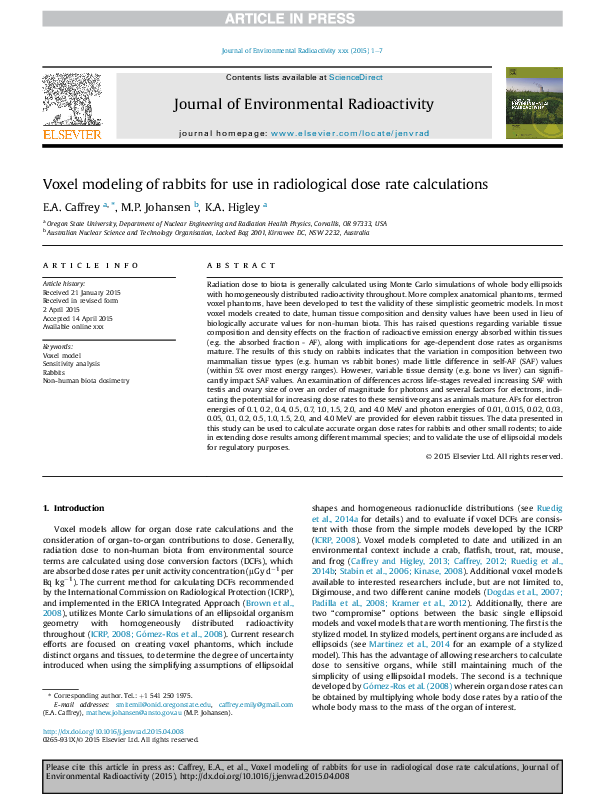 (PDF) Voxel modeling of rabbits for use in radiological dose rate ...