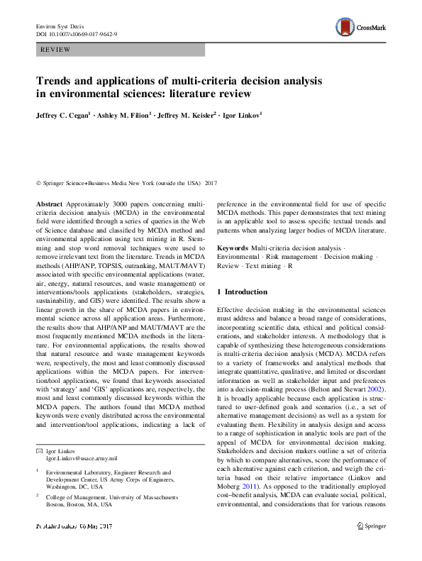 (PDF) Trends and applications of multi-criteria decision analysis in ...