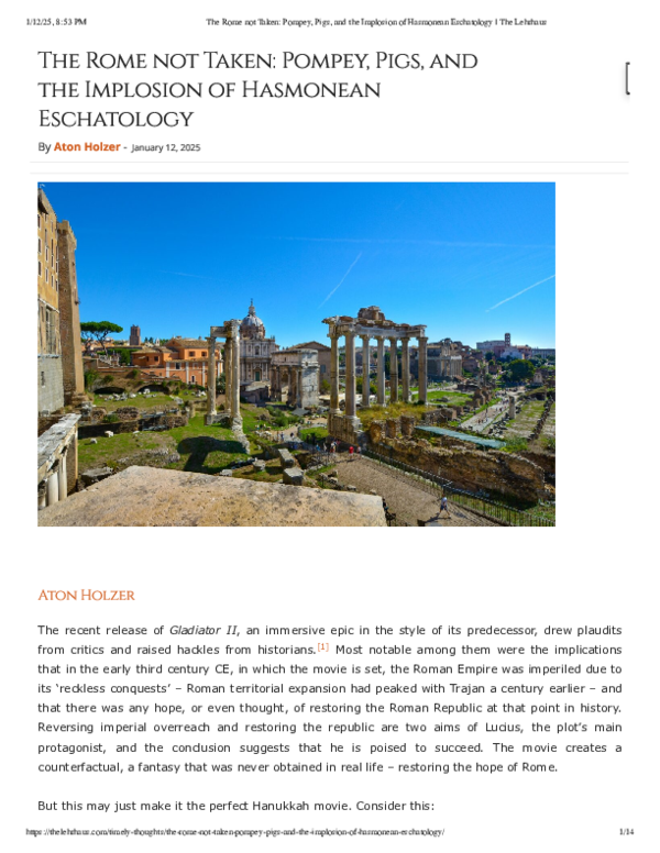 (PDF) The Rome not Taken Pompey, Pigs, and the Implosion of Hasmonean ...
