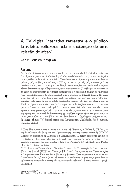 (PDF) A TV digital interativa terrestre e o público brasileiro ...