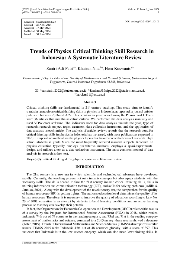 (PDF) Trends of Physics Critical Thinking Skill Research in Indonesia ...