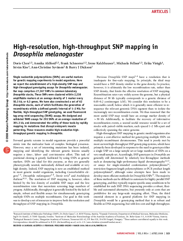 (PDF) High-resolution, high-throughput SNP mapping in Drosophila ...