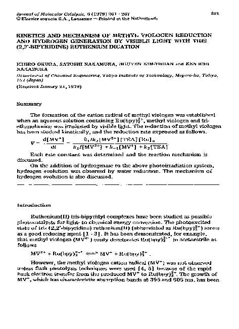 (PDF) Kinetics and mechanism of methyl viologen reduction and hydrogen ...