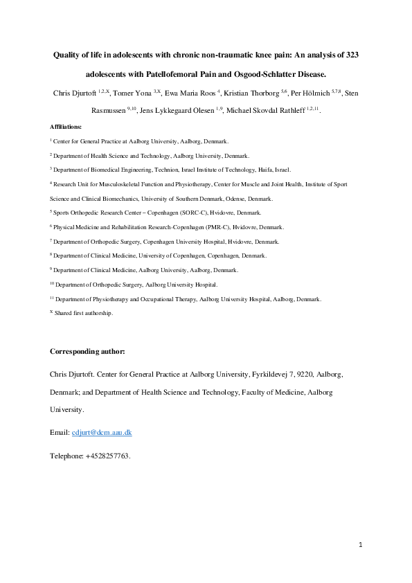 (PDF) Quality of life in adolescents with chronic non-traumatic knee ...