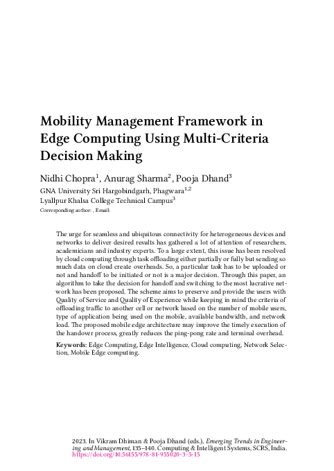 (PDF) Mobility Management Framework in Edge Computing using Multi ...