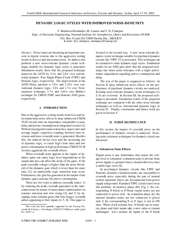 (PDF) Dynamic logic styles with improved noise-immunity