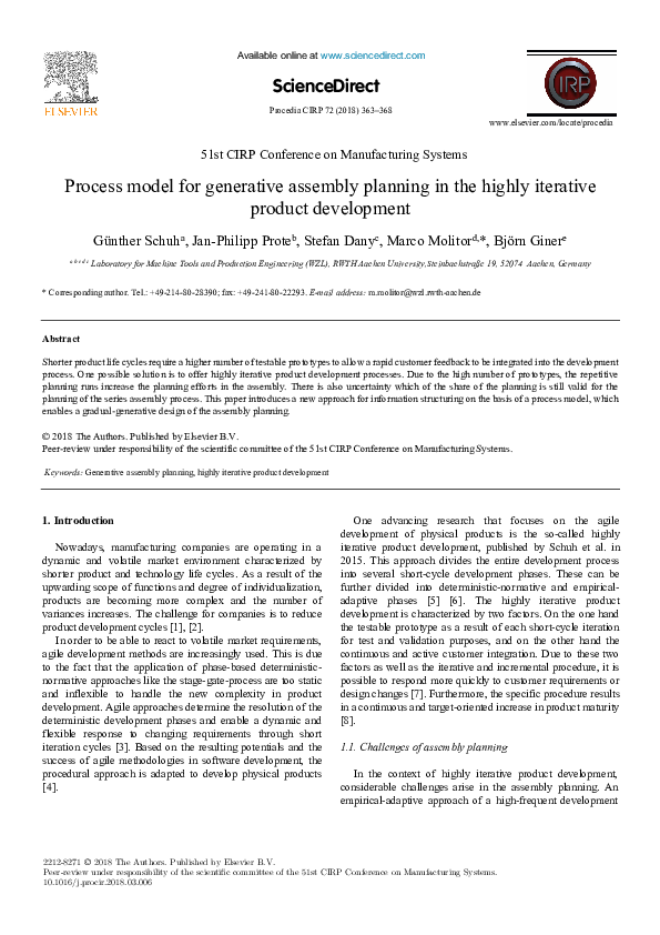 (PDF) Process model for generative assembly planning in the highly ...