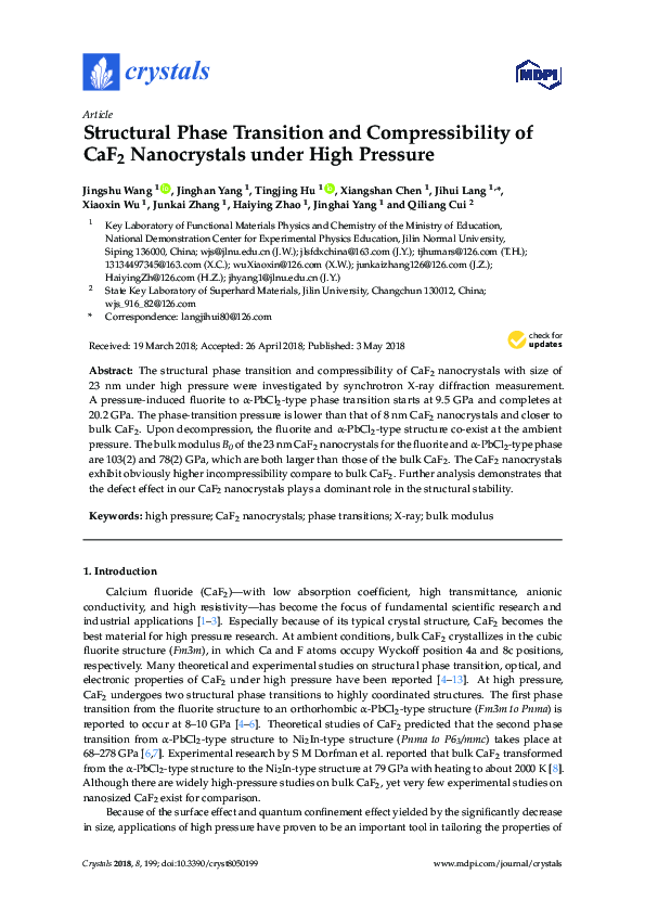 (PDF) Structural Phase Transition and Compressibility of CaF2 ...
