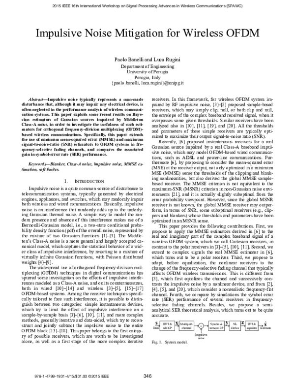 (PDF) Impulsive noise mitigation for wireless OFDM