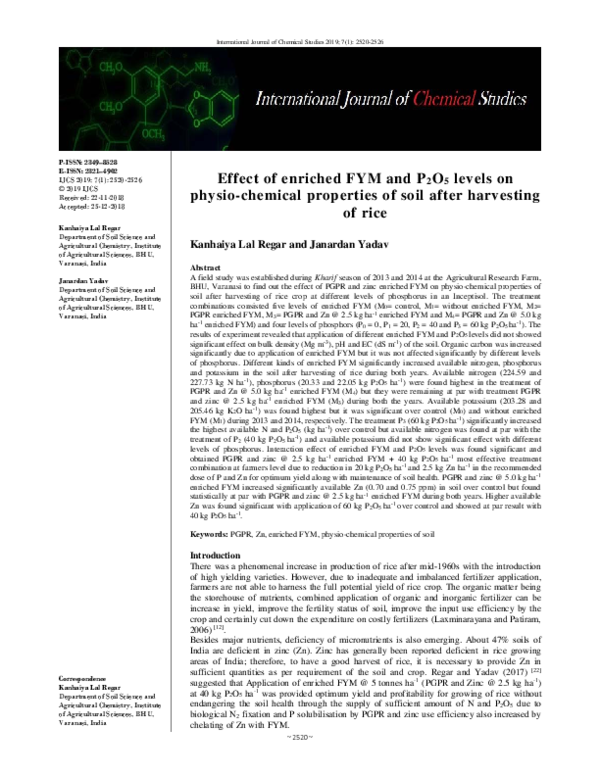 (PDF) Effect of enriched FYM and P2O5 levels on physio-chemical ...