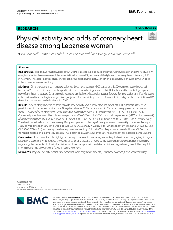(PDF) Physical activity and odds of coronary heart disease among ...