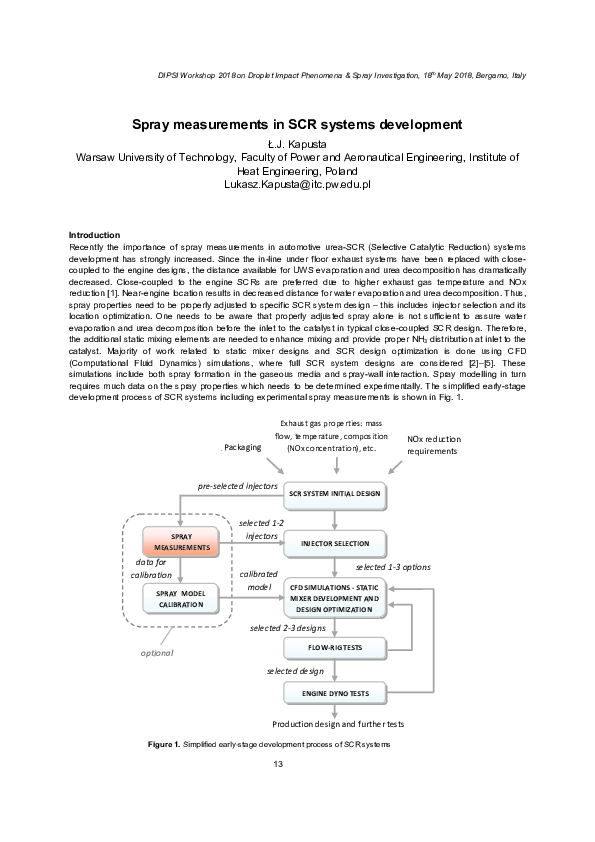 (PDF) Spray measurements in SCR systems development