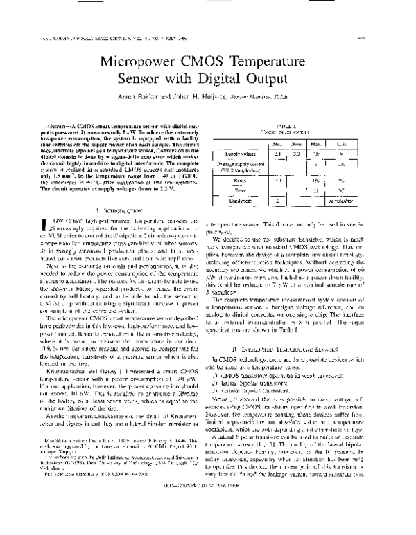 (PDF) Micropower CMOS temperature sensor with digital output