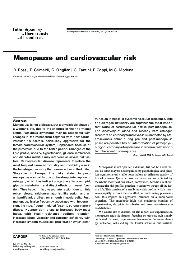 (PDF) Menopause and cardiovascular risk