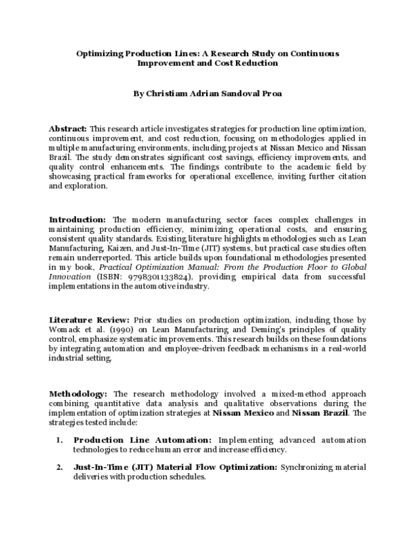 (PDF) Research Optimizing Production Lines: A Research Study on ...
