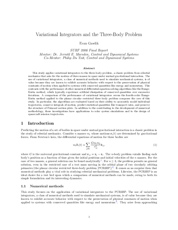 (PDF) Variational Integrators and the Three-Body Problem
