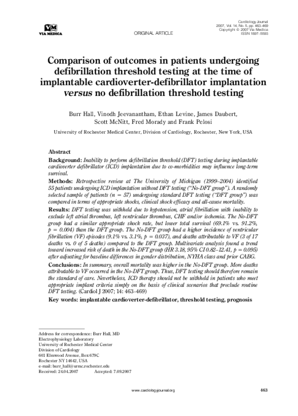 (PDF) Comparison of outcomes in patients undergoing defibrillation ...