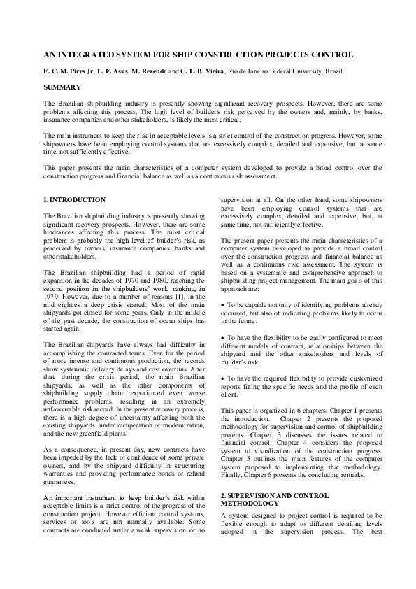 (PDF) An integrated system for ship construction projects control using ...