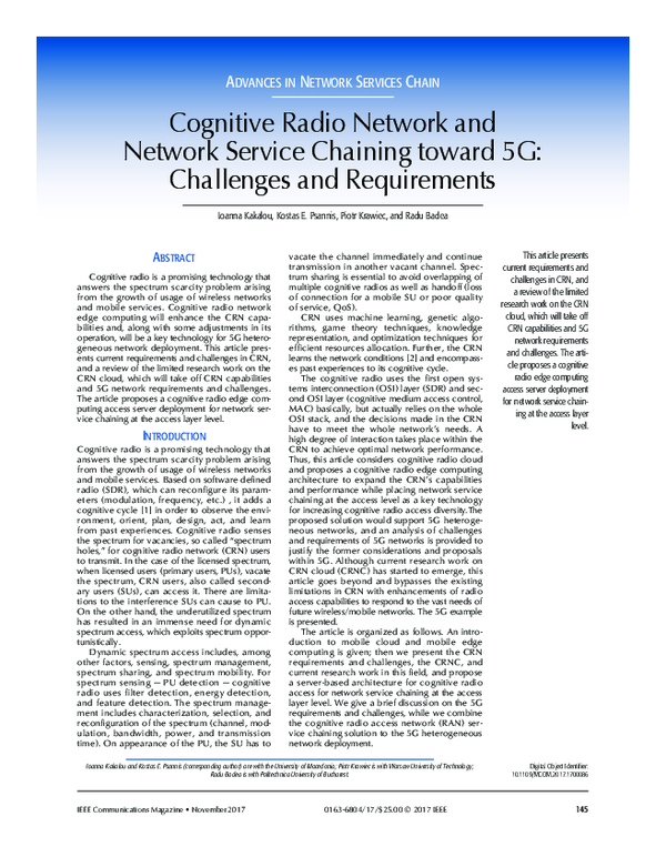 (PDF) Cognitive Radio Network and Network Service Chaining toward 5G ...
