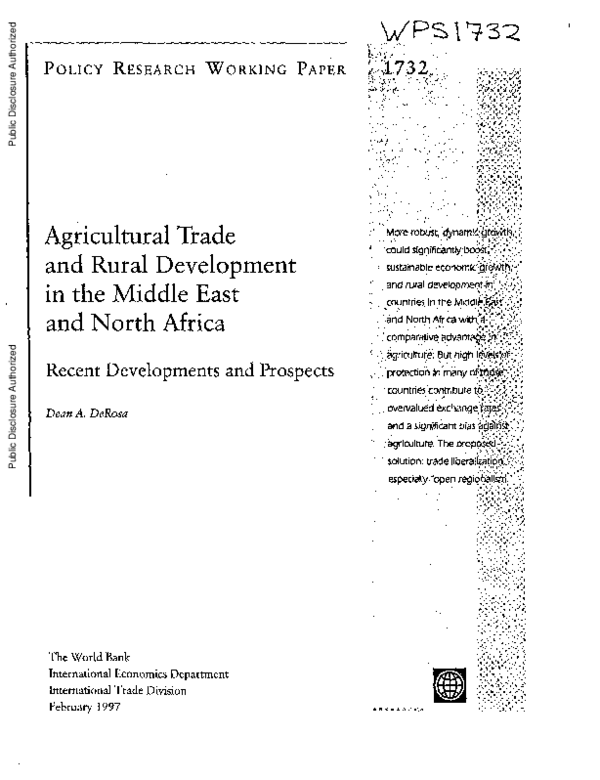 (PDF) Agricultural Trade and Rural Development in the Middle East and ...