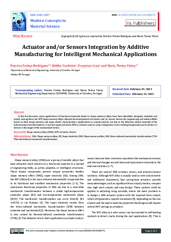 (PDF) Actuator and/or Sensors Integration by Additive Manufacturing for ...