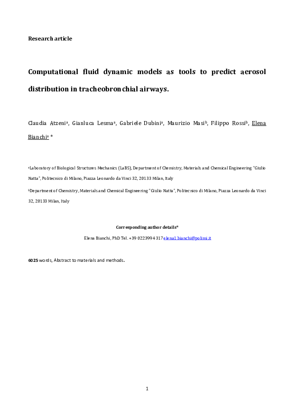 (PDF) Computational Fluid Dynamic Models as Tools to Predict Aerosol ...