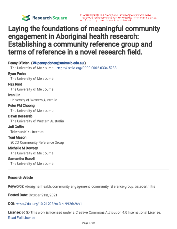 (PDF) Laying the foundations of meaningful community engagement in ...