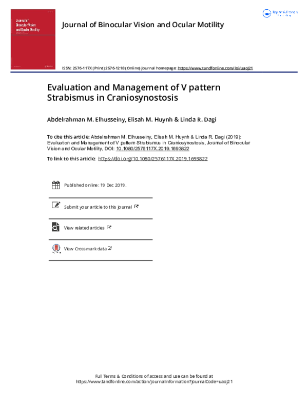 (PDF) Evaluation and Management of V pattern Strabismus in Craniosynostosis