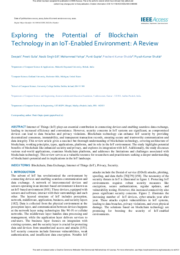 (PDF) Exploring the Potential of Blockchain Technology in an IoT ...