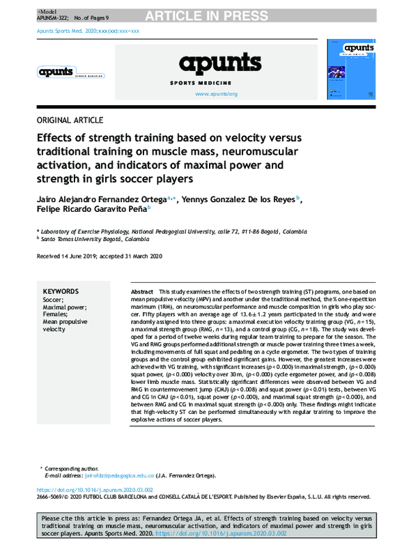 (PDF) Effects of strength training based on velocity versus traditional ...