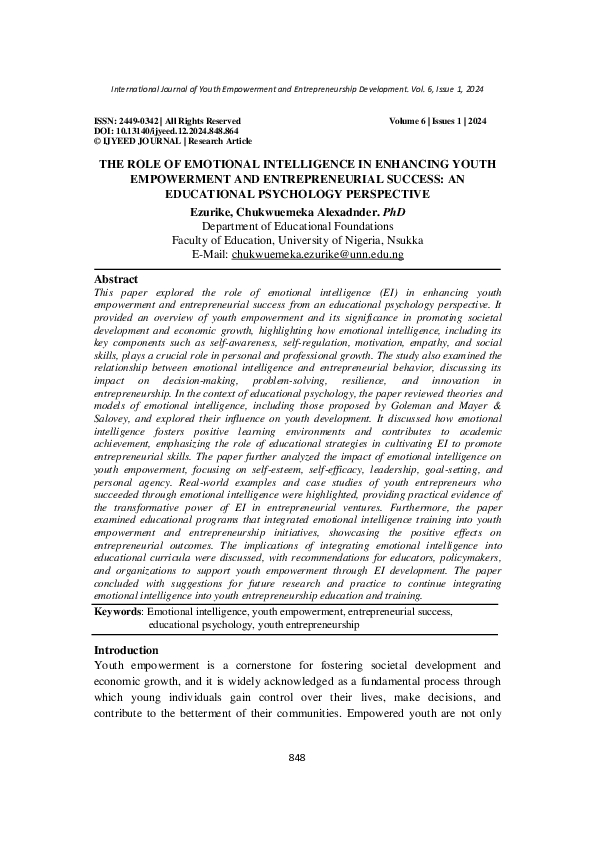 (PDF) The role of emotional intelligence in enhancing youth empowerment ...