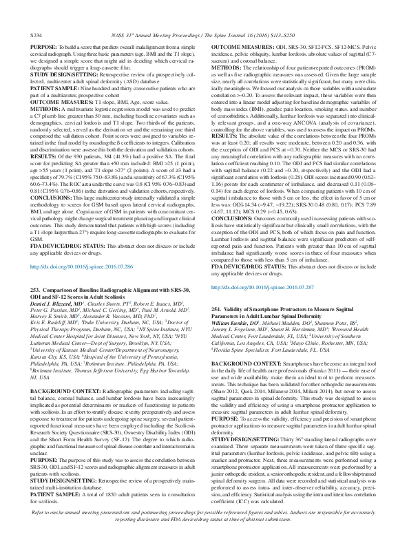 (PDF) Comparison of Baseline Radiographic Alignment with SRS-30, ODI ...