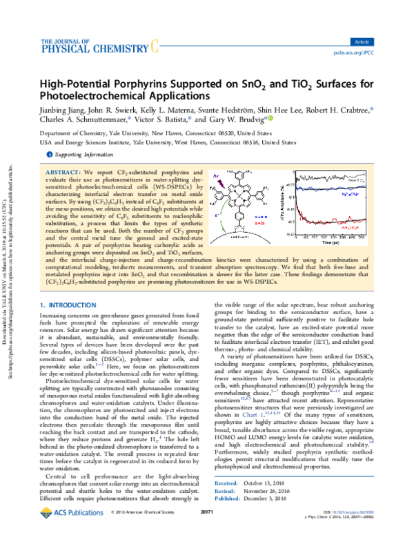 (PDF) High-Potential Porphyrins Supported on SnO2 and TiO2 Surfaces for ...