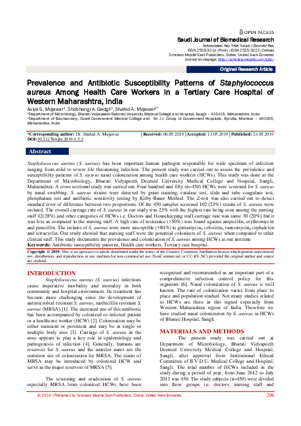 (PDF) Prevalence and Antibiotic Susceptibility Patterns of ...