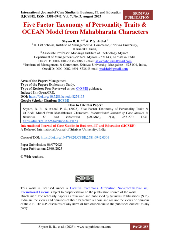 (PDF) Five Factor Taxonomy of Personality Traits & OCEAN Model from ...