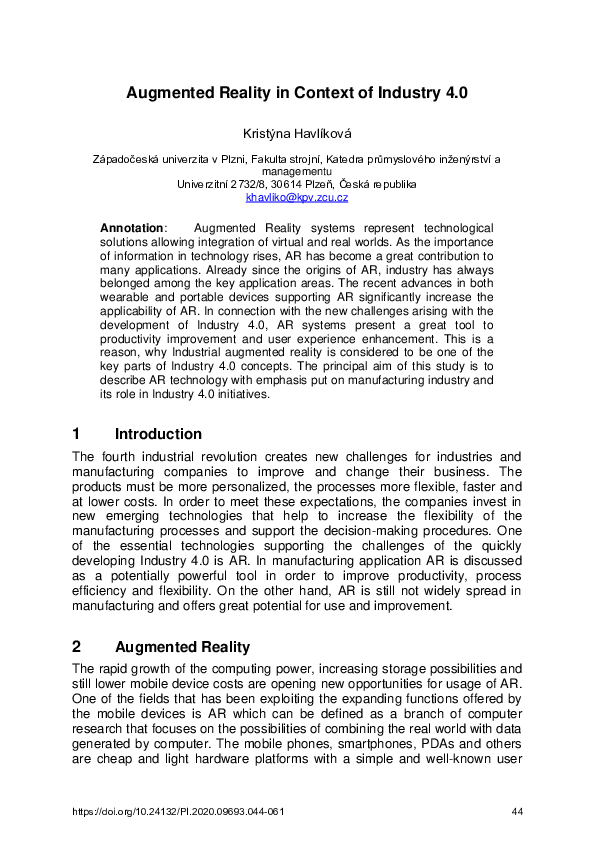 (PDF) Augmented Reality in Context of Industry 4.0