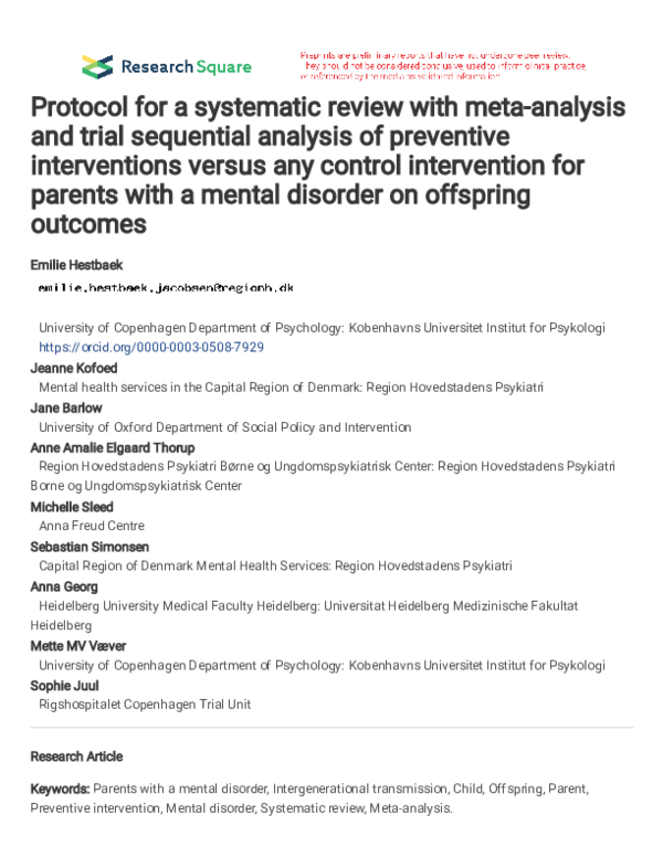 (PDF) Protocol for a systematic review with meta-analysis and trial ...