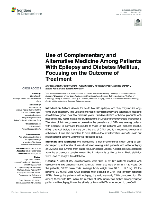 (PDF) Use of Complementary and Alternative Medicine Among Patients With ...