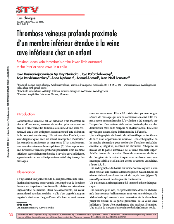 (PDF) Proximal deep vein thrombosis of the lower limb extended to the ...