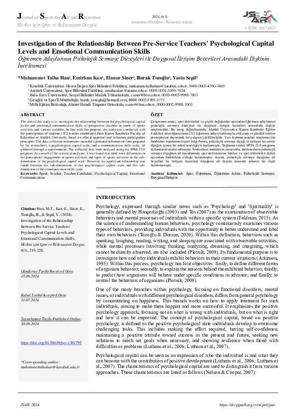 (PDF) Investigation of the Relationship Between Pre-Service Teachers ...