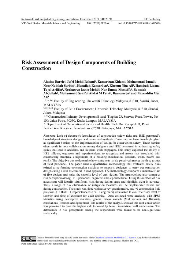 (PDF) Risk Assessment of Design Components of Building Construction