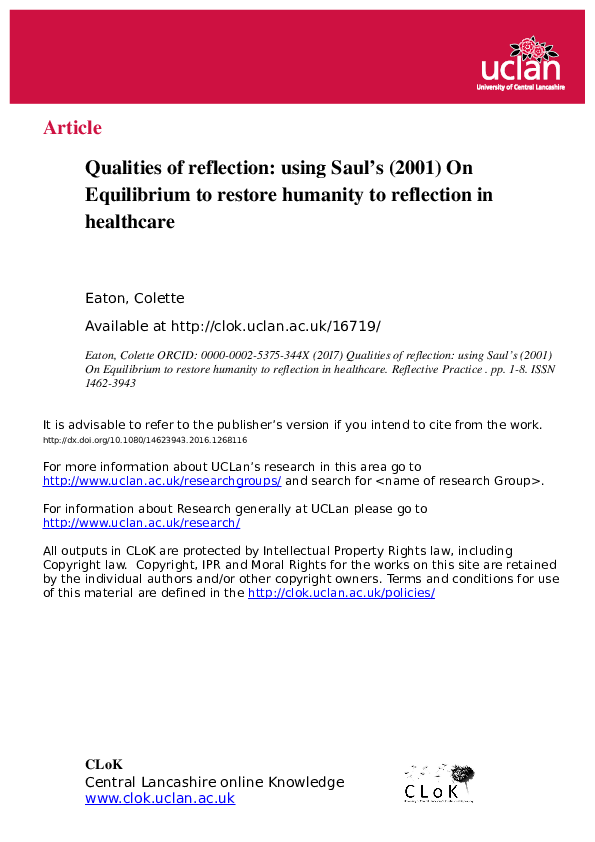 (PDF) Qualities of reflection: using Saul’s (2001) On Equilibrium to ...