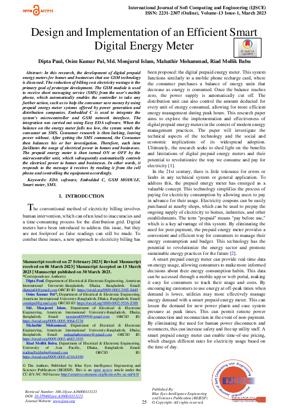 (PDF) Design and Implementation of an Efficient Smart Digital Energy Meter