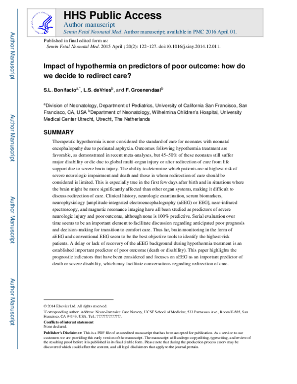 (PDF) Impact of hypothermia on predictors of poor outcome: How do we ...