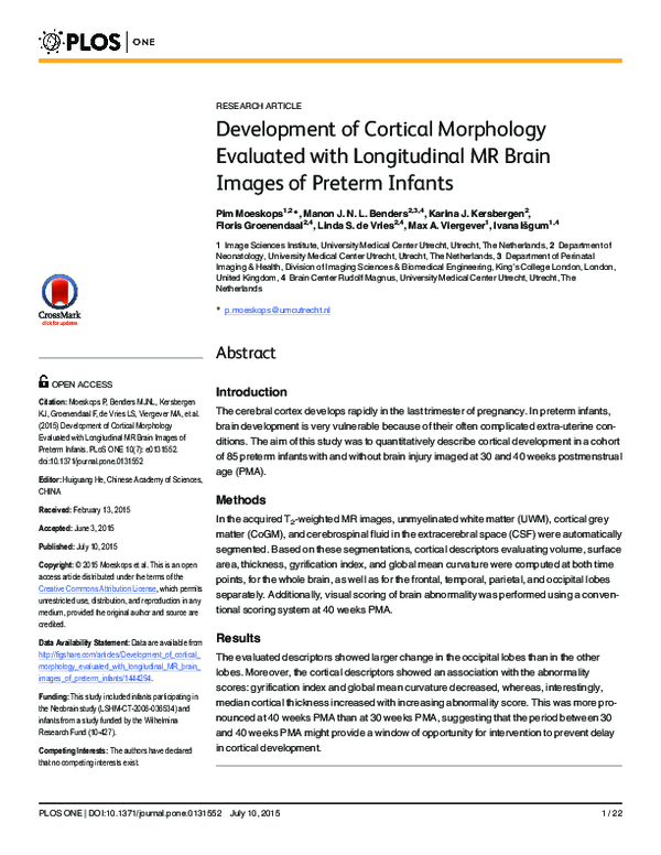 (PDF) Development of Cortical Morphology Evaluated with Longitudinal MR ...