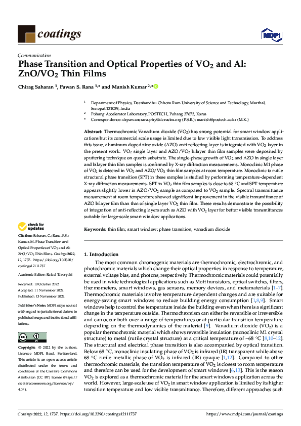 (PDF) Phase Transition and Optical Properties of VO2 and Al: ZnO/VO2 ...