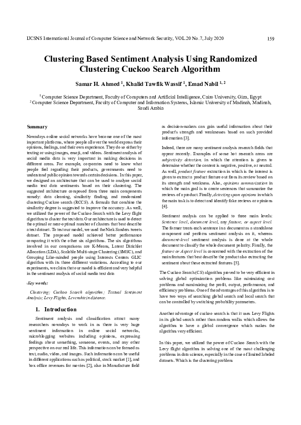 (PDF) Clustering Based Sentiment Analysis Using Randomized Clustering ...