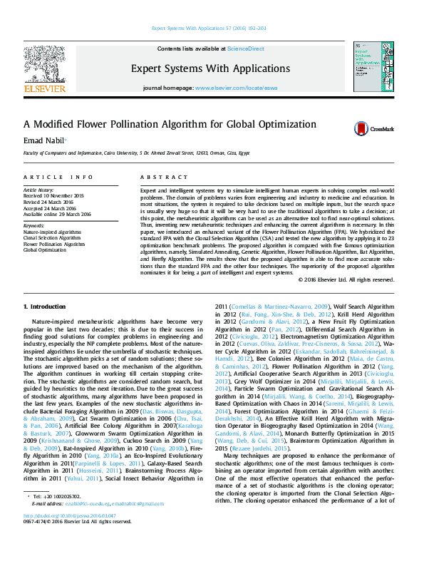 (PDF) A Modified Flower Pollination Algorithm for Global Optimization